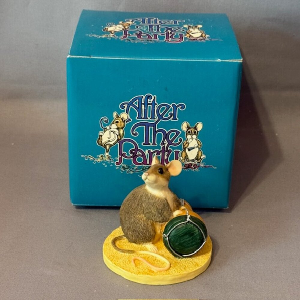 Vintage Mouse Figurine After The Party Mice Munro Anthropomorphic Wine Cork Gift